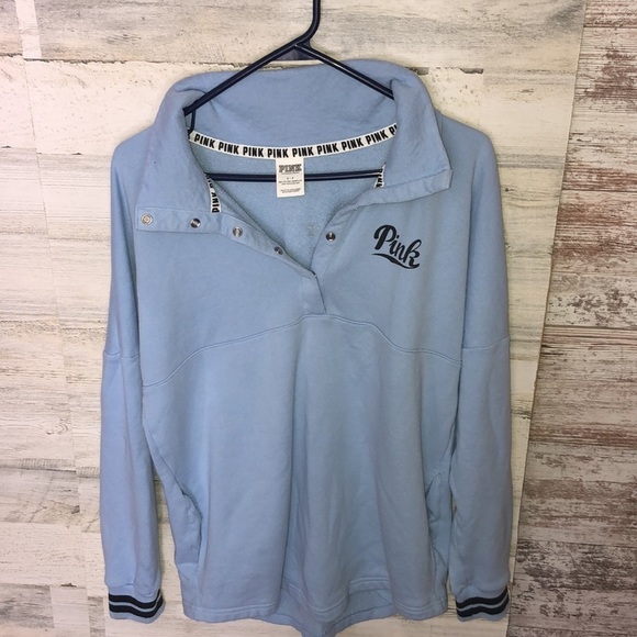 PINK Victoria's Secret quarter button up Blue/black Size small sweatshirt PINK‌ - Picture 7 of 10
